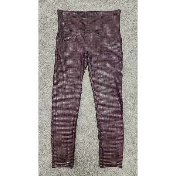 SPANX Metallic Dot Print Active 7/8 Leggings in Wine/Rose Gold Large - Picture 3 of 7